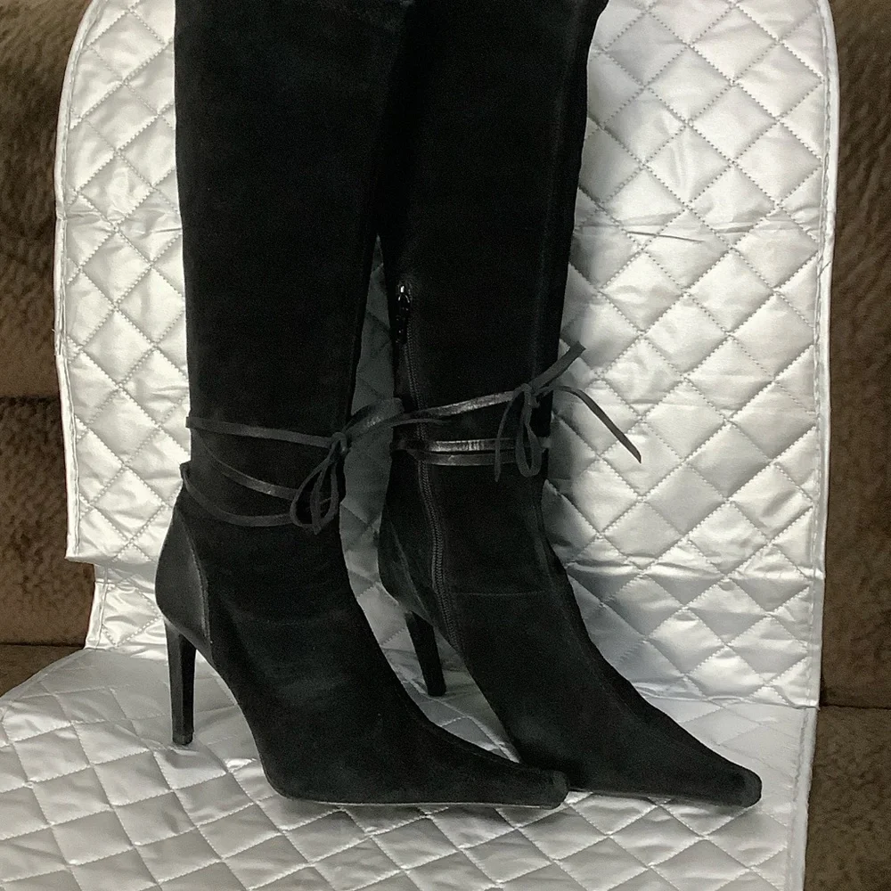 Charles David Black suede Heeled Boots, Size 7.5 - Picture 9 of 14